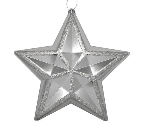 12" Shiny Silver Splendor Commercial Size Shatterproof Star Christmas Ornament