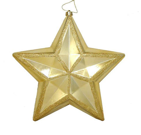 12" Shiny Vegas Gold Commercial Size Shatterproof Star Christmas Ornament