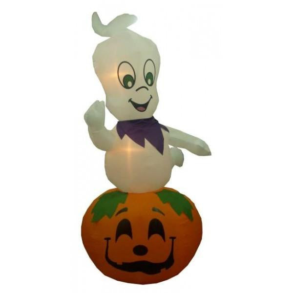 9' Inflatable Ghost on Pumpkin Lighted Halloween Yard Art Decoration