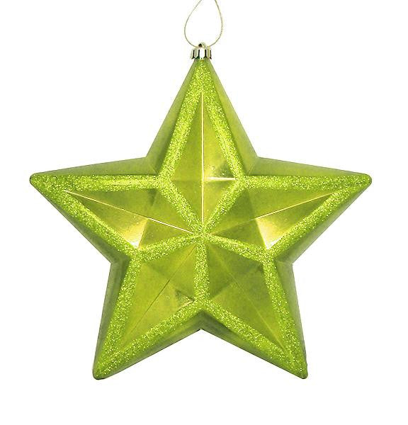 12" Shiny Green Kiwi Commercial Size Shatterproof Star Christmas Ornament