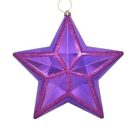 12" Shiny Purple Glitter Commercial Size Shatterproof Star Christmas Ornament