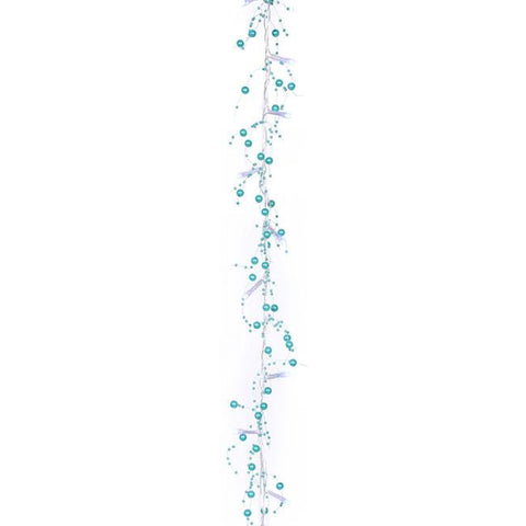 6.5' Pre-Lit LED Teal Beaded Artificial Christmas Garland - Blue Lights