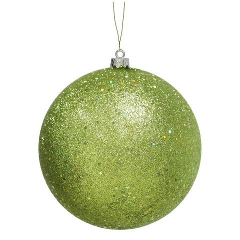 Green Kiwi Holographic Glitter Shatterproof Christmas Ball Ornament 10" (250mm)