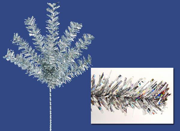 7" Sparkling Silver Tinsel Christmas Craft Pick