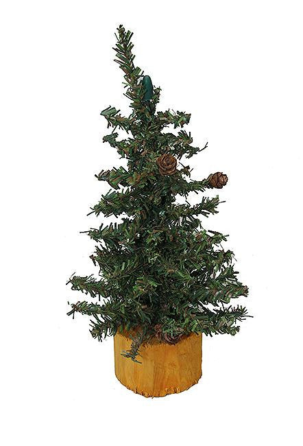 9" Carmel Pine Cone Artificial Christmas Tree with Wood Base - Unlit