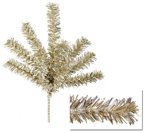 7" Sparkling Champagne Gold Tinsel Christmas Craft Pick