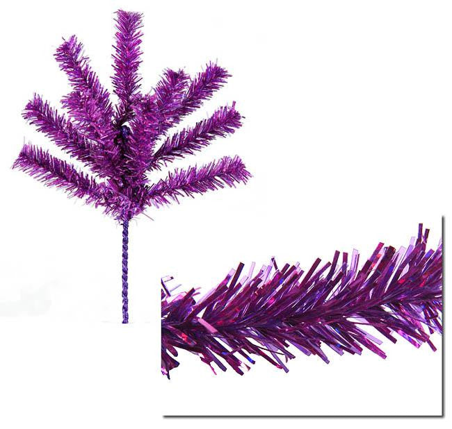 7" Sparkling Purple Tinsel Christmas Craft Pick