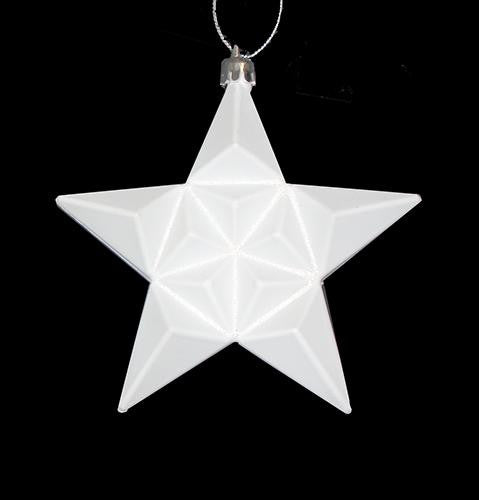 12ct Matte Winter White Glittered Star Shatterproof Christmas Ornaments 5"