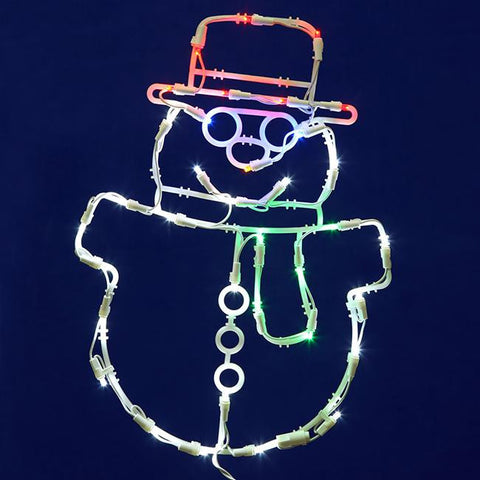 17" Lighted LED Smiling Snowman Christmas Window Silhouette Decoration