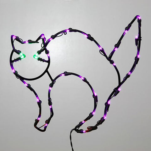 16" Lighted LED Black Cat Halloween Window Silhouette Decoration