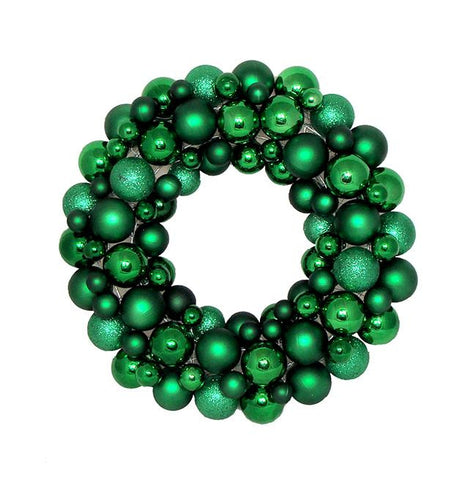 16" Xmas Green Shatterproof Christmas Ball Ornament Wreath - Unlit