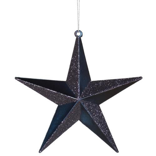 Sea Blue Matte & Glitter Shatterproof Star Christmas Ornament 6"