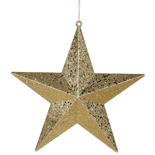 Vegas Gold Matte & Glitter Shatterproof Star Christmas Ornament 6"