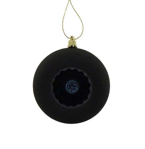 6ct Matte Jet Black Retro Reflector Shatterproof Christmas Ball Ornaments 4"