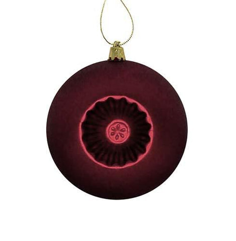 6ct Matte Burgundy Retro Reflector Shatterproof Christmas Ball Ornaments 4"