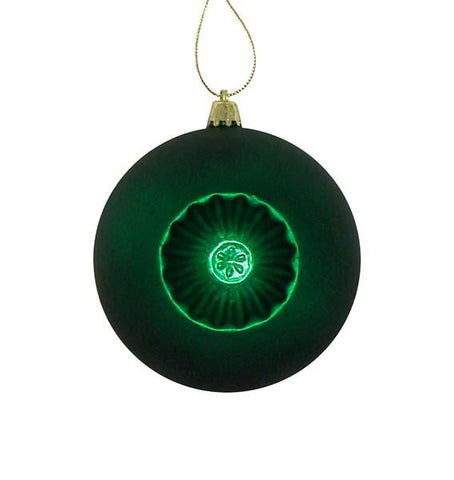 6ct Matte Xmas Green Retro Reflector Shatterproof Christmas Ball Ornaments 4"