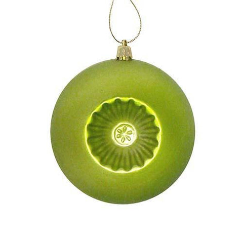 6ct Matte Green Kiwi Retro Reflector Shatterproof Christmas Ball Ornaments 4"