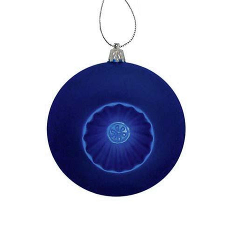 6ct Matte Royal Blue Retro Reflector Shatterproof Christmas Ball Ornaments 4"