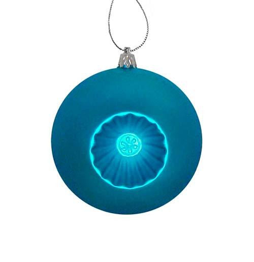 6ct Matte Blue Retro Reflector Shatterproof Christmas Ball Ornaments 4"