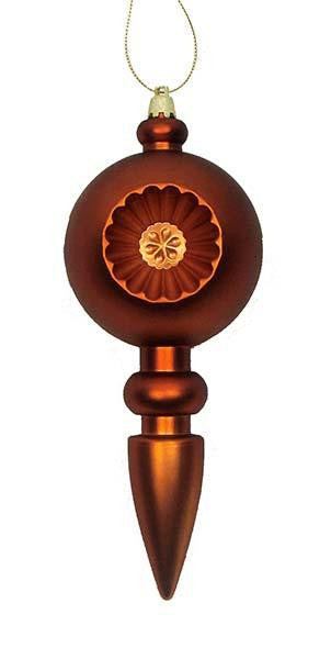 4ct Matte Orange Retro Reflector Shatterproof Christmas Finial Ornaments 7.5"