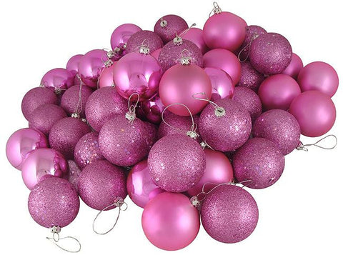 24ct Orchid Shatterproof 4-Finish Christmas Ball Ornaments 2.5" (60mm)