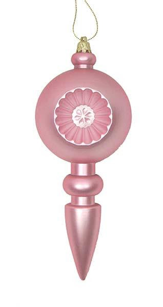 4ct Matte Bubblegum Pink Retro Reflector Shatterproof Christmas Finial Ornaments