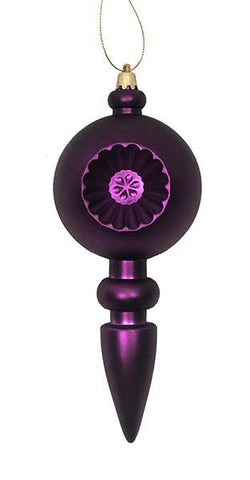 4ct Matte Purple Retro Reflector Shatterproof Christmas Finial Ornaments