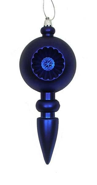 4ct Matte Royal Blue Retro Reflector Shatterproof Christmas Finial Ornaments