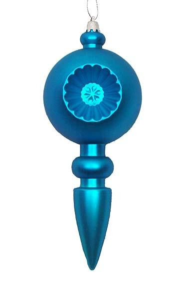 4ct Matte Turquoise Blue Retro Reflector Shatterproof Christmas Finial Ornaments