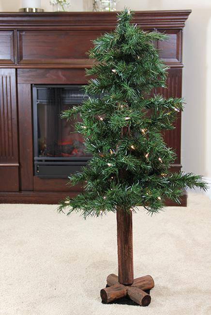 4' Pre-Lit Woodland Alpine Artificial Christmas Tree - Clear Lights