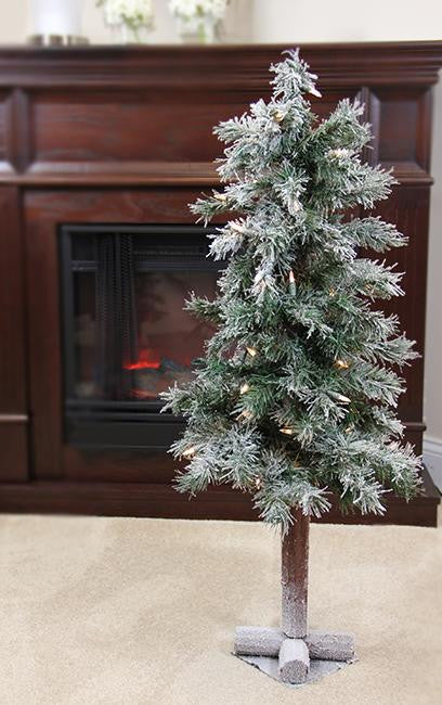 3' Pre-Lit Frosted and Glittered Woodland Alpine Christmas Tree - Clear Lights