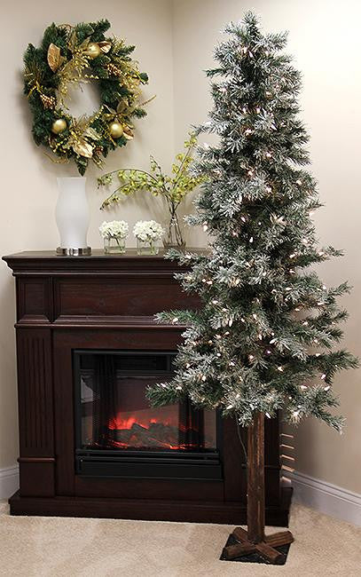 6' Pre-Lit Frosted and Glittered Woodland Alpine Christmas Tree - Clear Lights