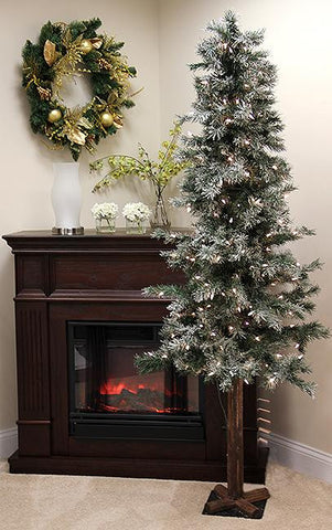 6' Pre-Lit Frosted and Glittered Woodland Alpine Christmas Tree - Clear Lights