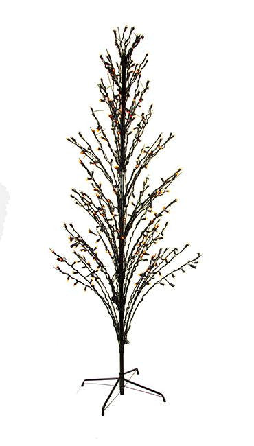 6' Orange LED Lighted Halloween Cascade Twig Tree Outdoor Yard Art Decoration