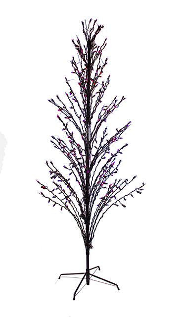 6' Purple LED Lighted Halloween Cascade Twig Tree Outdoor Yard Art Decoration