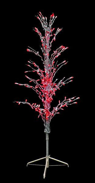 4' Red LED Lighted Christmas Cascade Twig Tree Outdoor Yard Art Decoration