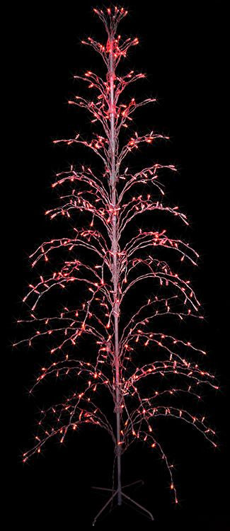 9' Red LED Lighted Christmas Cascade Twig Tree Outdoor Yard Art Decoration