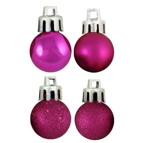 18ct Pink Magenta 4-Finish Shatterproof Christmas Ball Ornaments 1.25" (30mm)