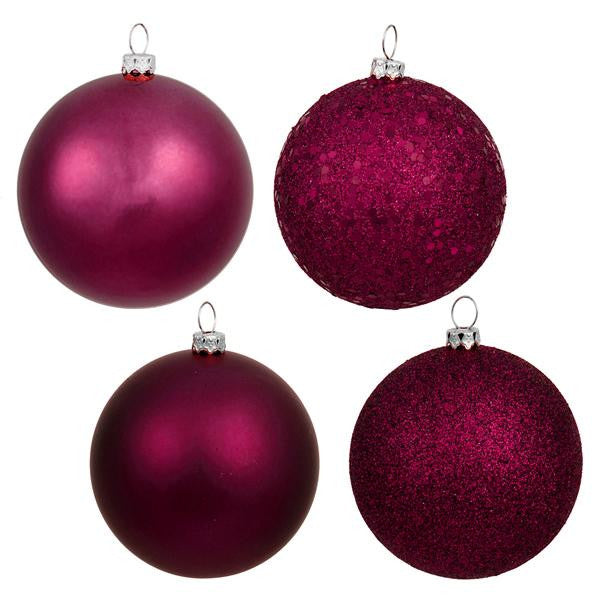 18ct Red Raspberry 4-Finish Shatterproof Christmas Ball Ornaments 1.25" (30mm)