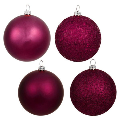 18ct Red Raspberry 4-Finish Shatterproof Christmas Ball Ornaments 1.25" (30mm)