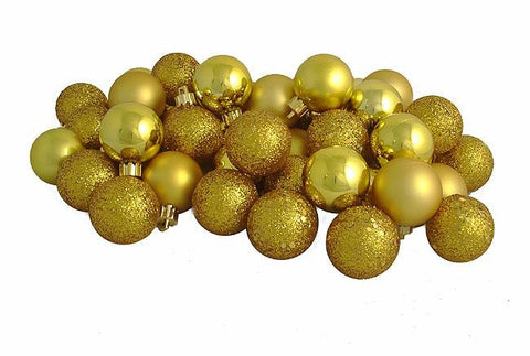 18ct Antique Gold 4-Finish Shatterproof Christmas Ball Ornaments 1.25" (30mm)