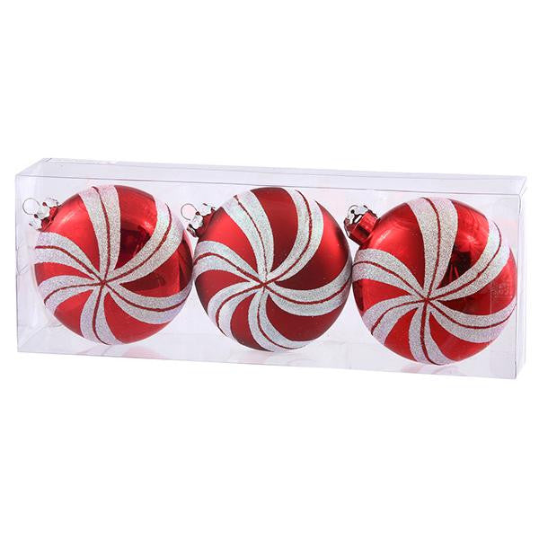 3ct Peppermint Twist Shatterproof Candy Cane Swirl Christmas Ornaments 3.75"