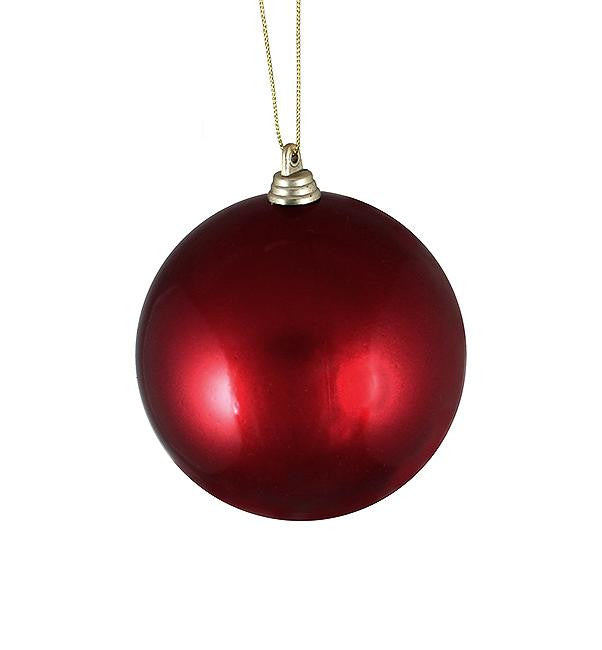 Satin Burgundy Shatterproof Christmas Ball Ornament 4" (100mm)