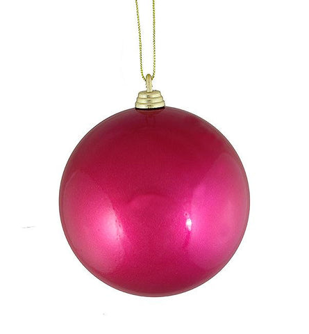 Satin Pink Magenta Shatterproof Christmas Ball Ornament 4" (100mm)