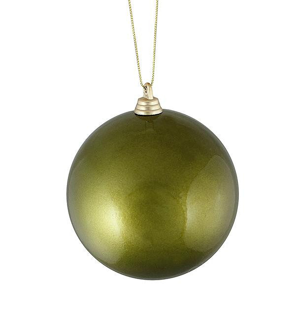 Satin Olive Green Shatterproof Christmas Ball Ornament 4" (100mm)