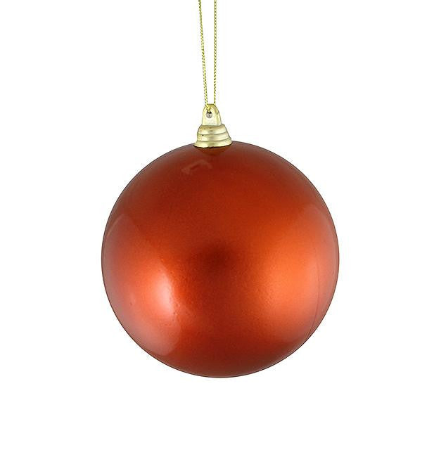 Satin Burnt Orange Shatterproof Christmas Ball Ornament 4" (100mm)