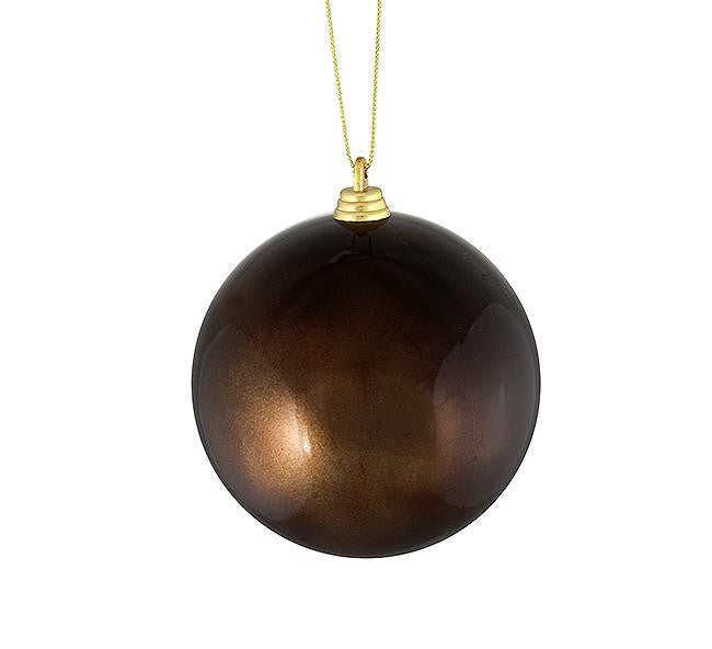 Satin Chocolate Brown Shatterproof Christmas Ball Ornament 4" (100mm)