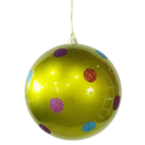 Candy Fantasy Green Polka Dot Shatterproof Christmas Ball Ornament 5.5" (140mm)