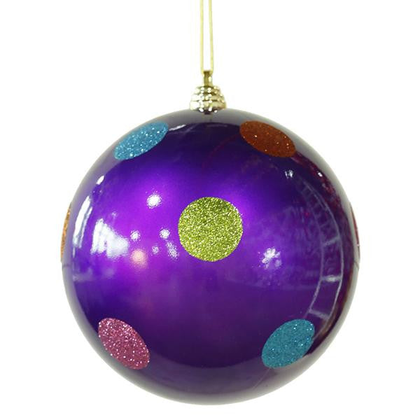 Candy Fantasy Purple Polka Dot Shatterproof Christmas Ball Ornament 8" (200mm)