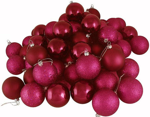 24ct Red Raspberry Shatterproof 4-Finish Christmas Ball Ornaments 2.5" (60mm)